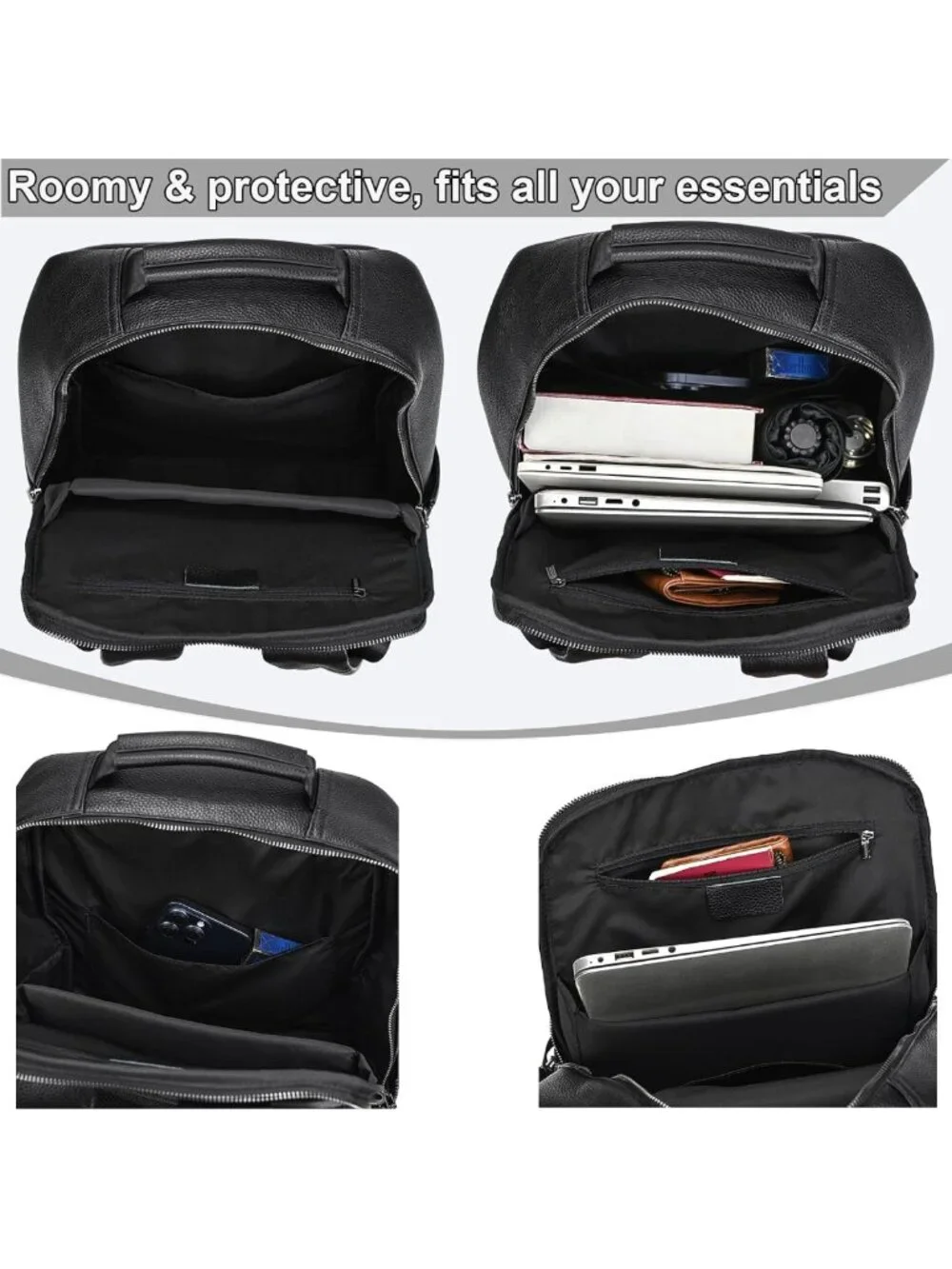 Stylish Durable Leather Backpack for 15.6